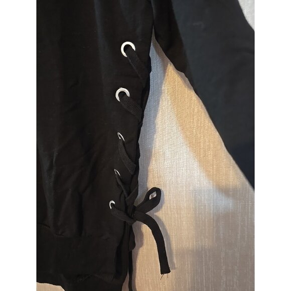 bobi zip front jacket Black Lace up sides Stretch Long Sleeve Size S New - Picture 2 of 16